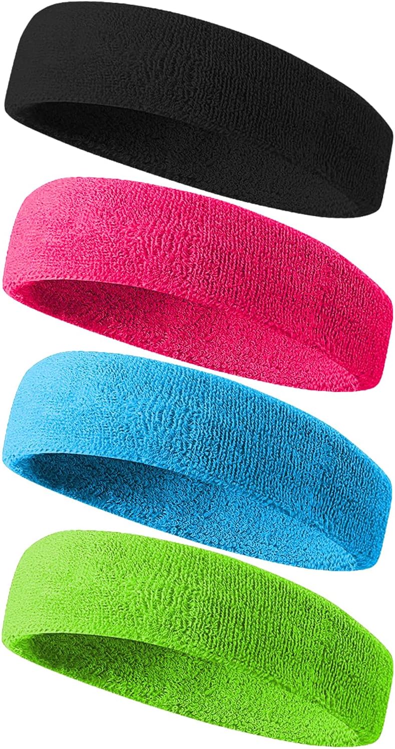 Tanluhu Sweatbands Sport Headbands for Men & Women,Terry Cloth Sweat Band for Tennis, Running, Basketball, Working Out, Execise - Athletic Sweat Cotton Headband Outdoor - Image 1